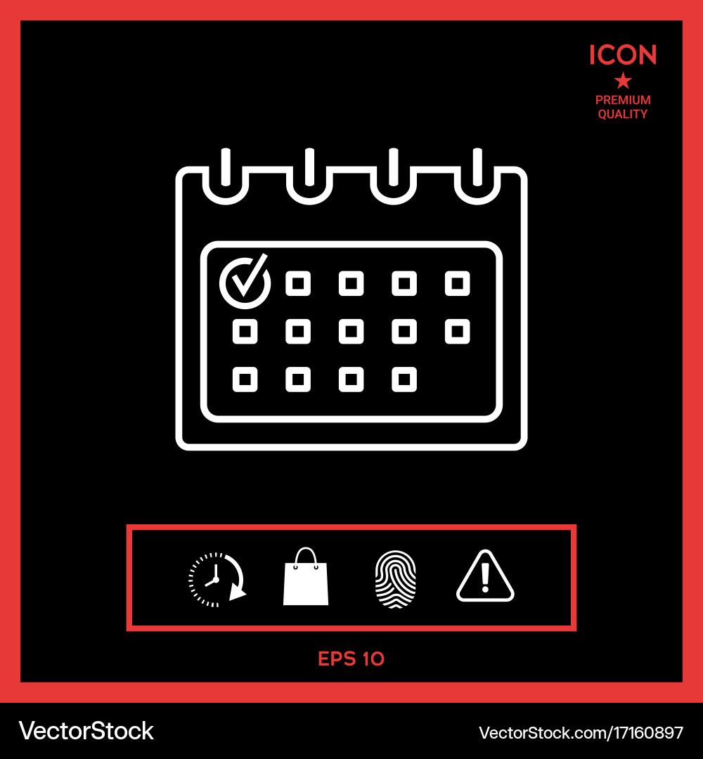 Calendar with check mark- line icon vector image