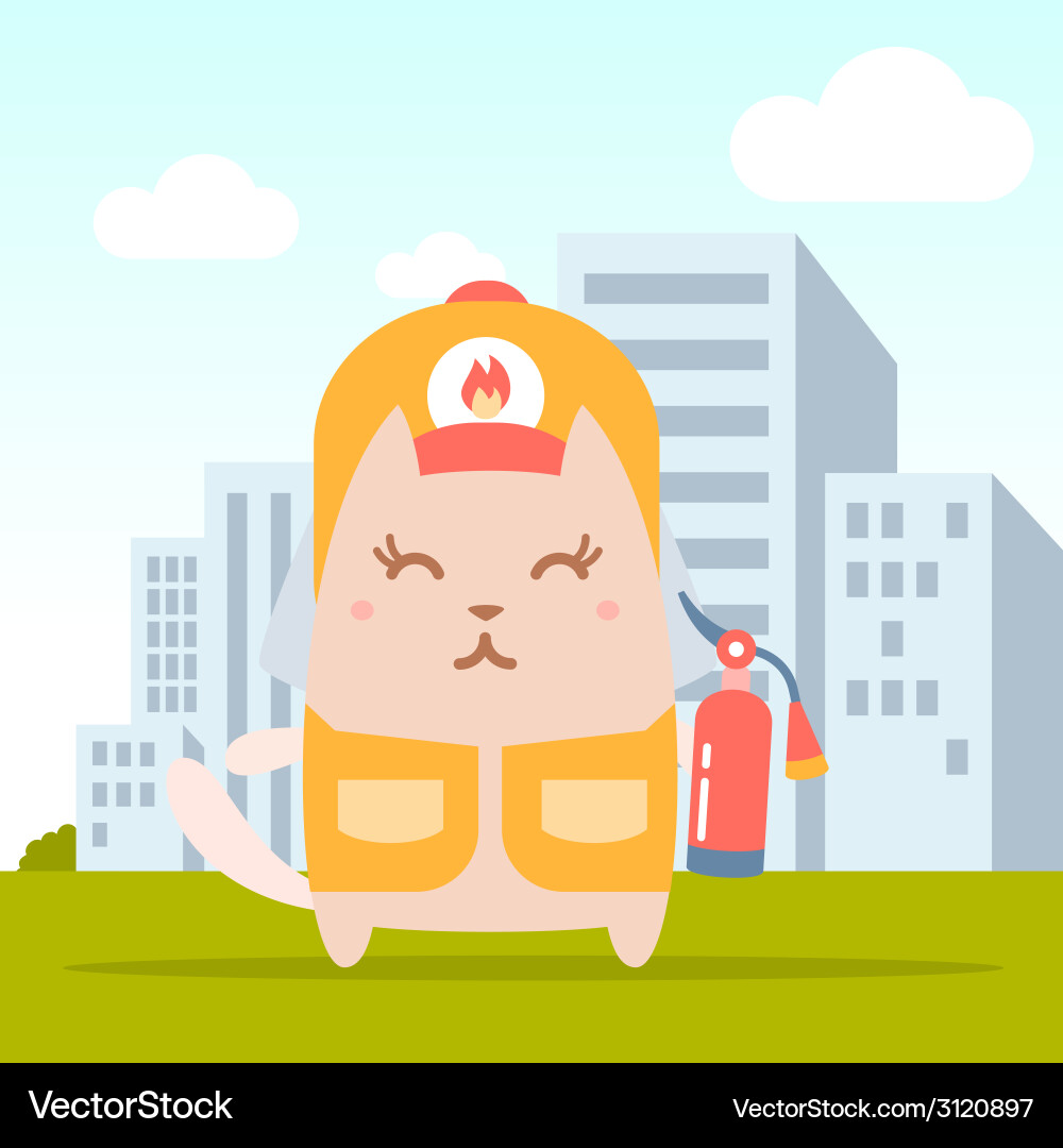 Character firefighter in coveralls and helmet Vector Image