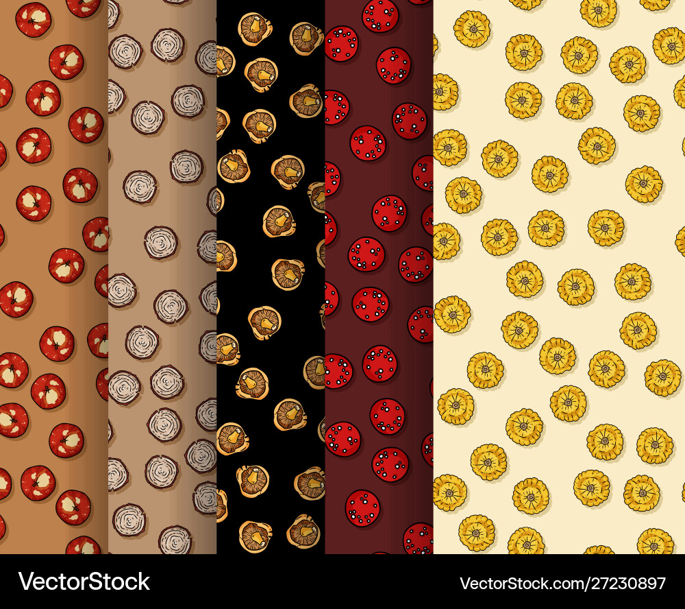 Collection autumn seamless patterns set Collection autumn seamless patterns set vector image