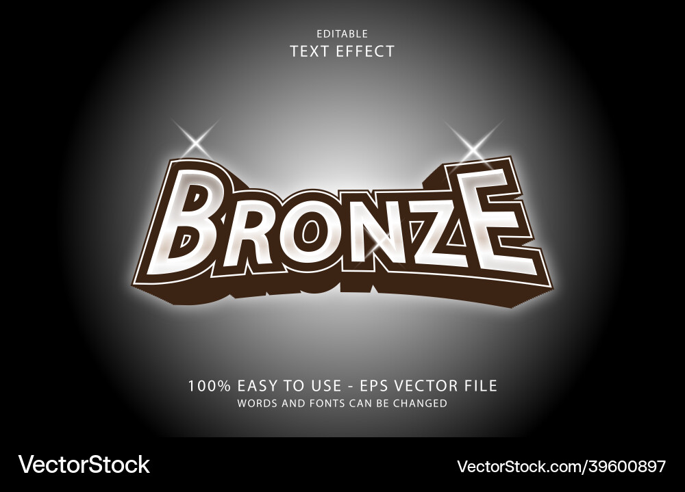 Editable text effect bronze style Vector Image