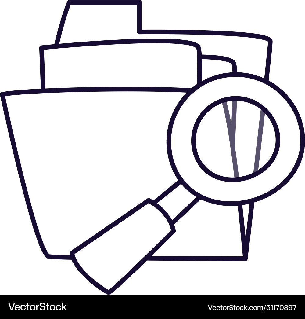 File and lupe line style icon design File and lupe line style icon design vector image