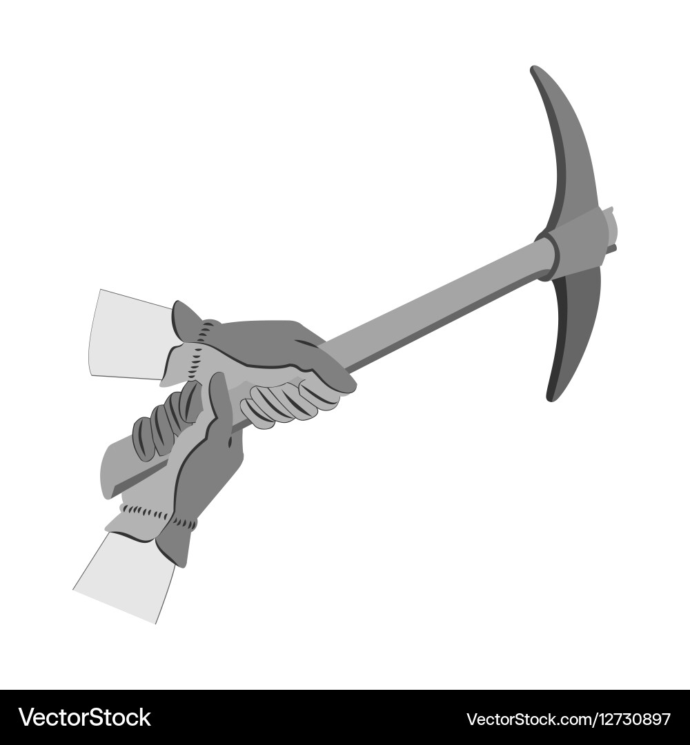 Hands in gloves using pickax Vector Image