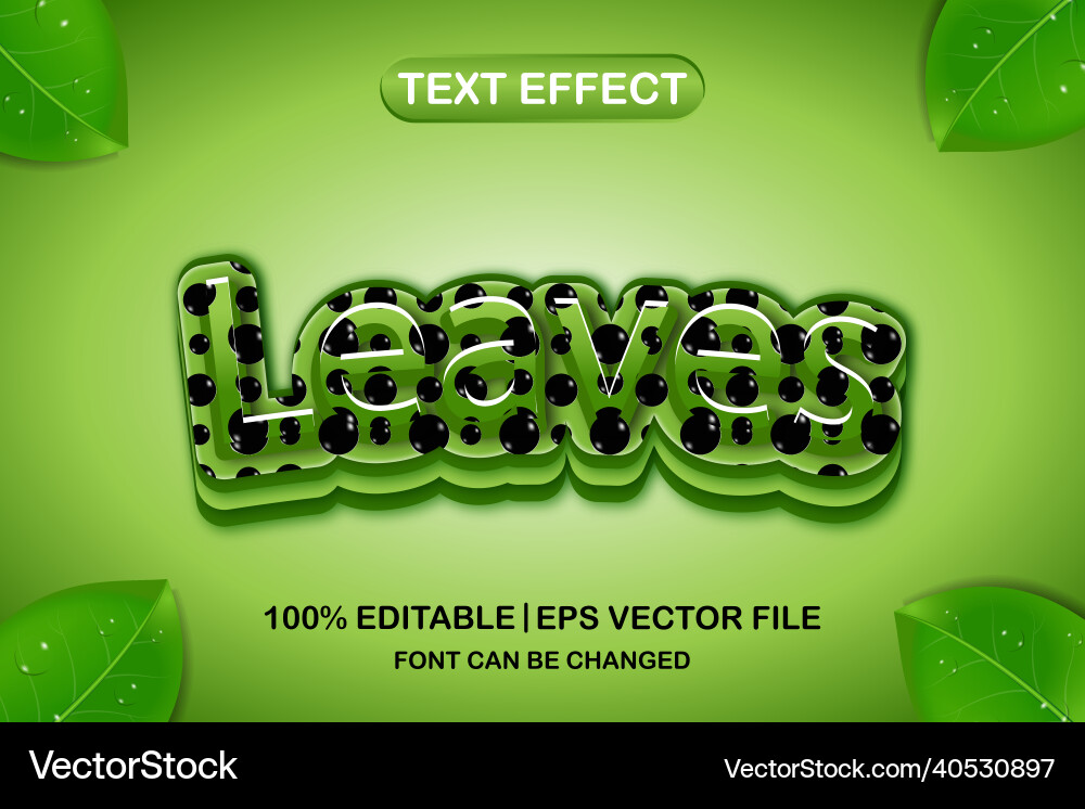 Leaves 3d editable text effect Leaves 3d editable text effect Vector Image