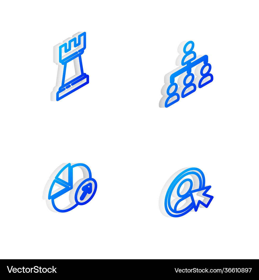 Legen Sie isometrische Linienhierarchie Organogramm Diagramm Vektorbild