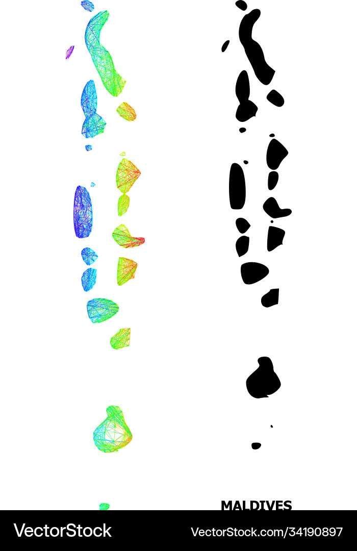 Network map maldives with spectrum gradient Network map maldives with spectrum gradient vector image