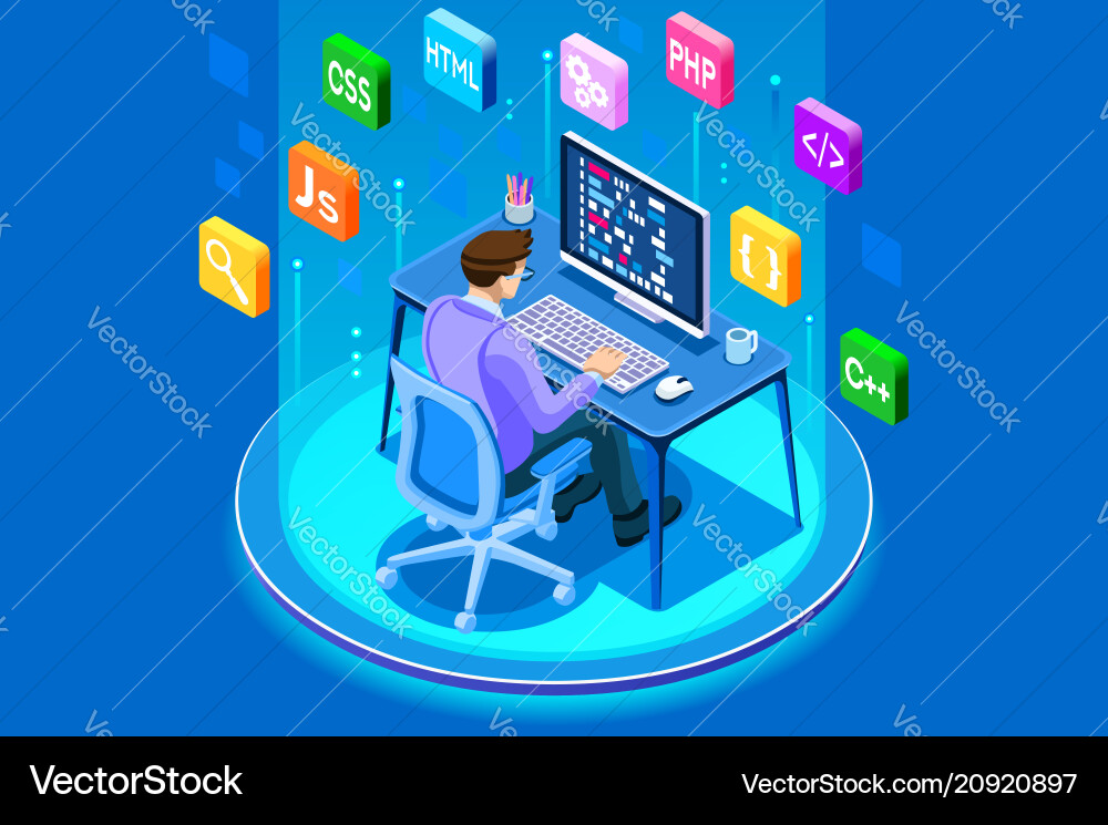 Programmer and engineering development Programmer and engineering development vector image