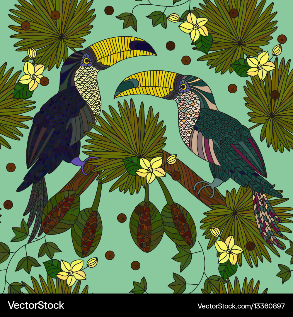 Seamless patterns with a pair of tropical vector image