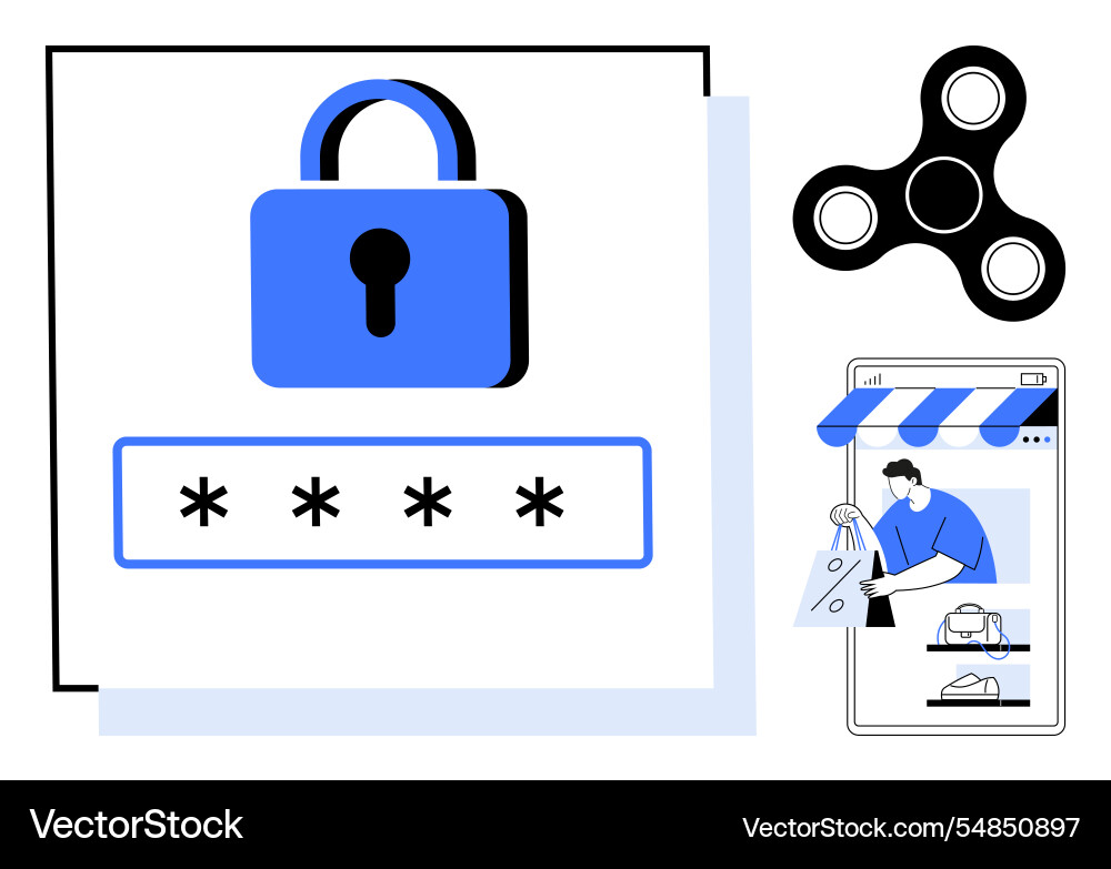 Secure online shopping with password protection Secure online shopping with password protection vector image