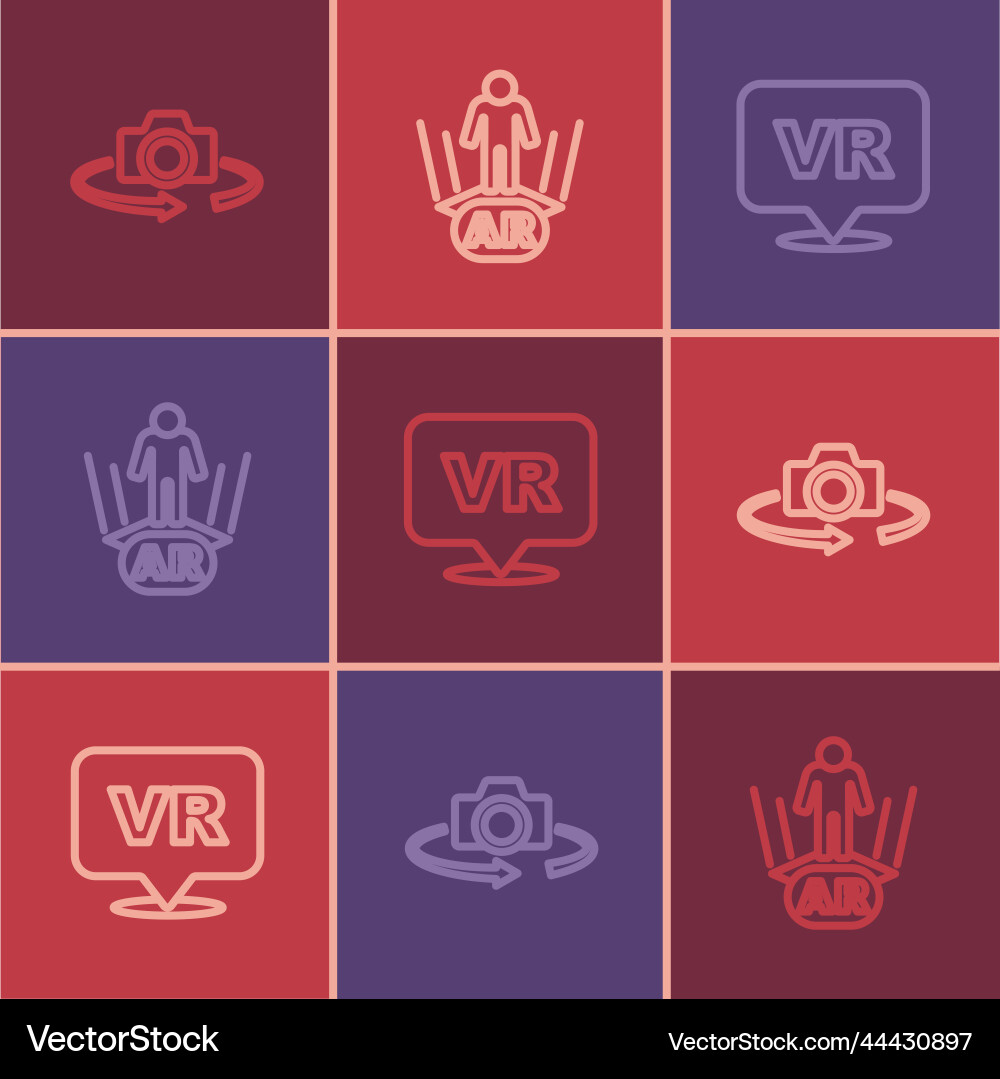 Set line 360 degree view virtual reality Set line 360 degree view virtual reality vector image