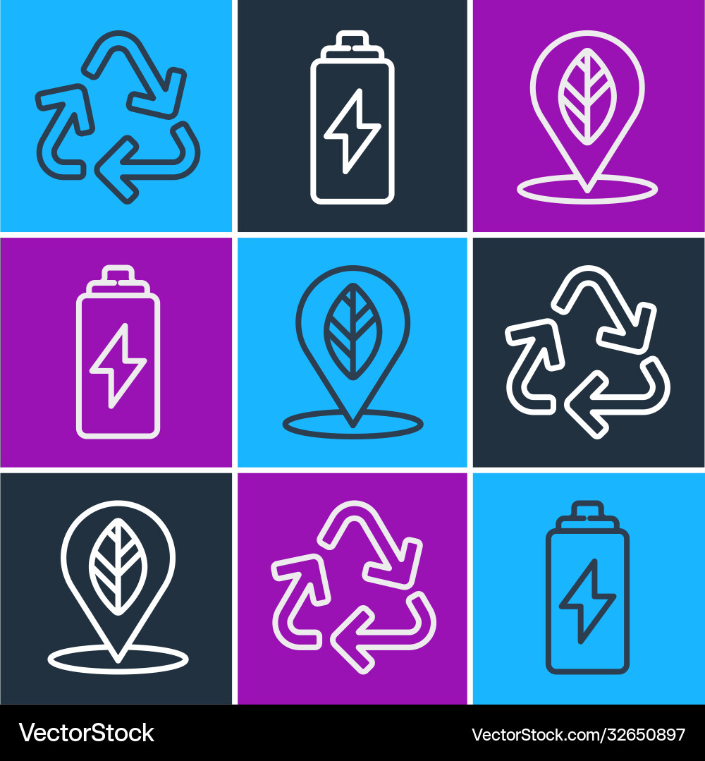 Set line recycle symbol location with leaf Vector Image