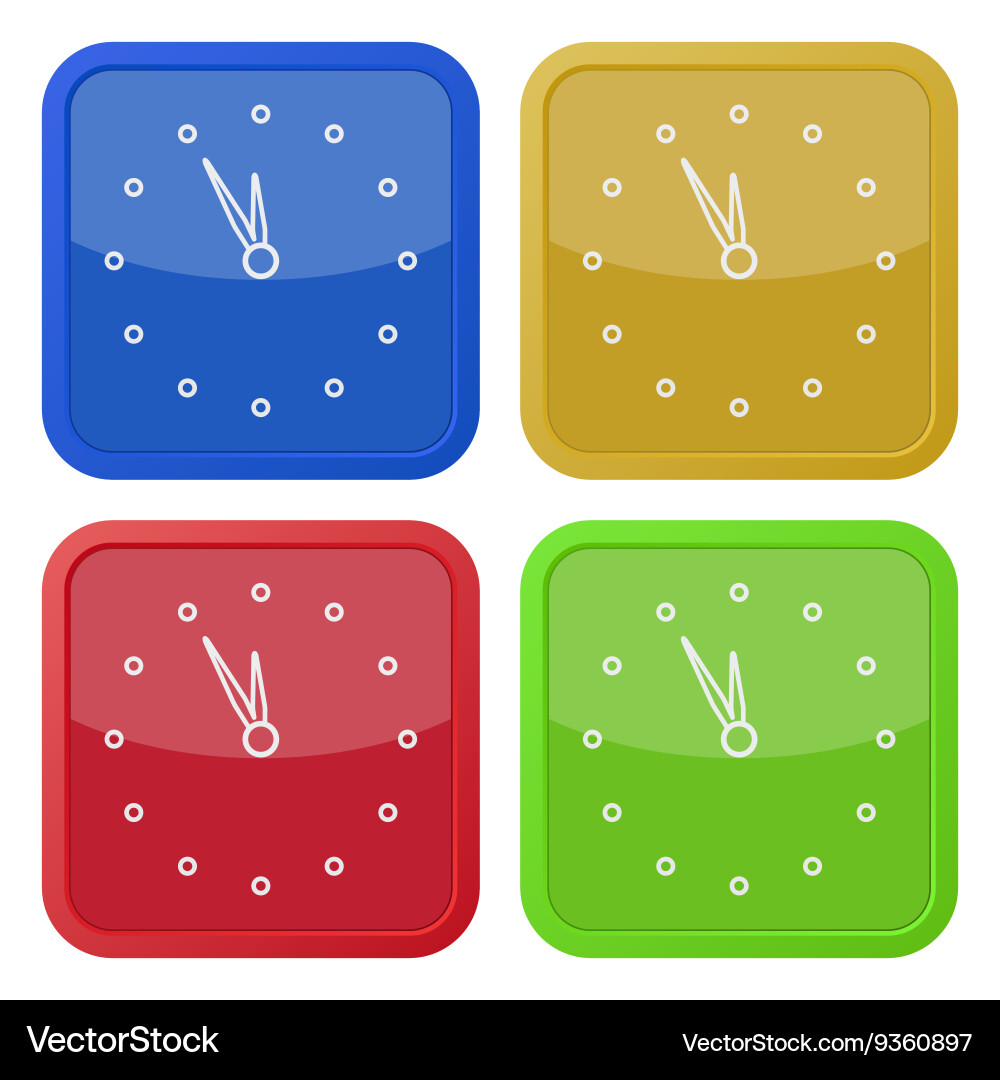 Set of four square icons with last minute clock Vector Image