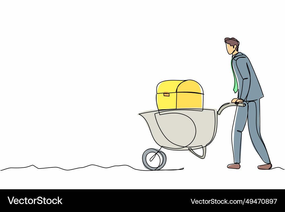 Single continuous line drawing happy businessman Vector Image