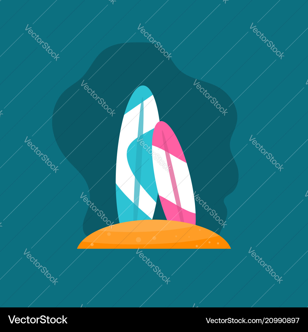 Surfboard flat material design object Vector Image