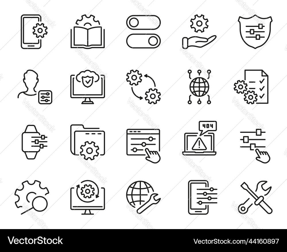Tech support settings and options black line icon Tech support settings and options black line icon vector image