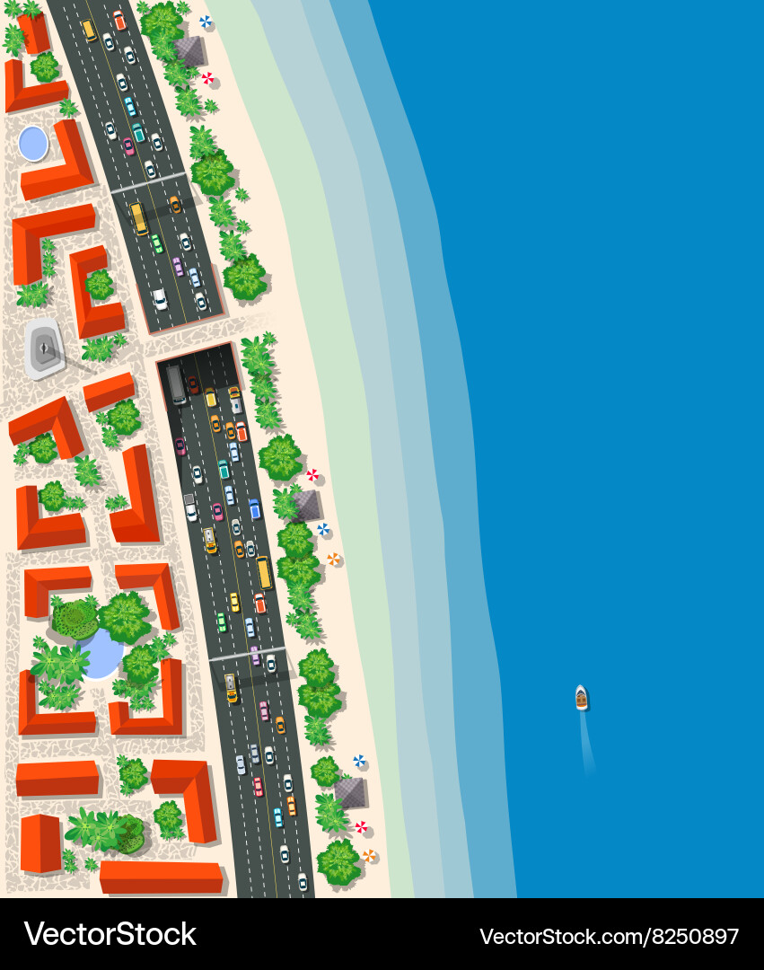 Urban Roadscape - Top View Vector Image