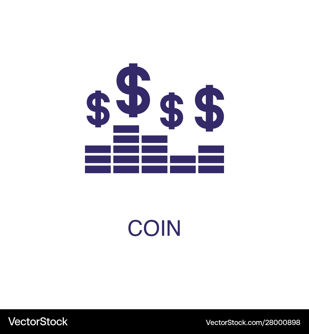 Coin element in flat simple style on white vector image