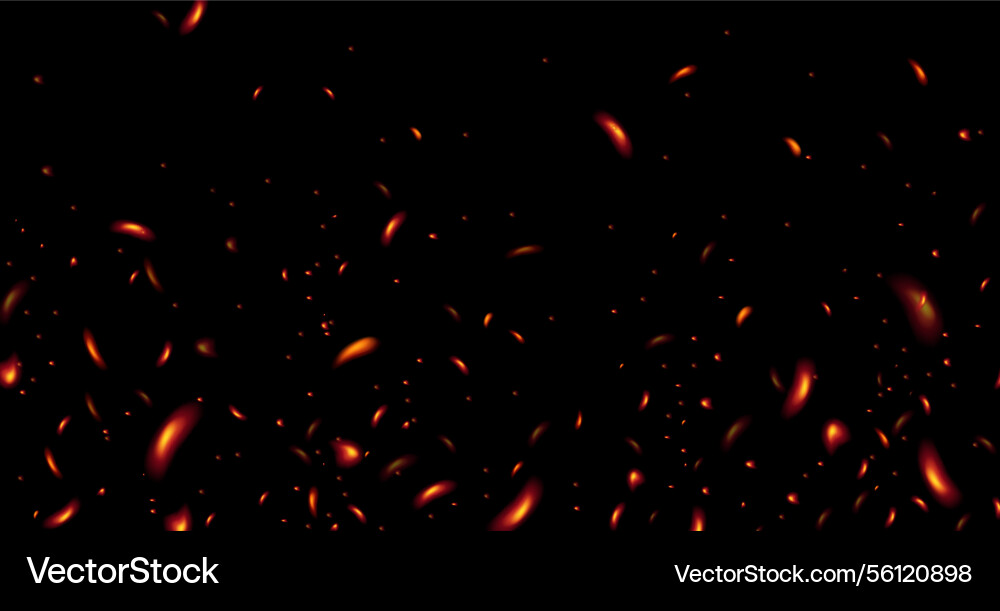 Fire sparks on black background heat sparkles Fire sparks on black background heat sparkles Vector Image