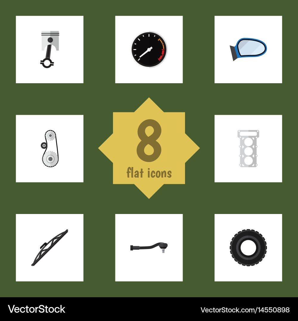 Flat component set of conrod auto Vector Image