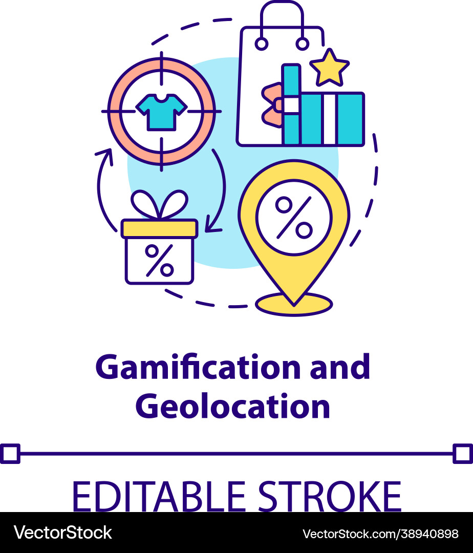 Gamification and geolocation concept icon Gamification and geolocation concept icon Vector Image
