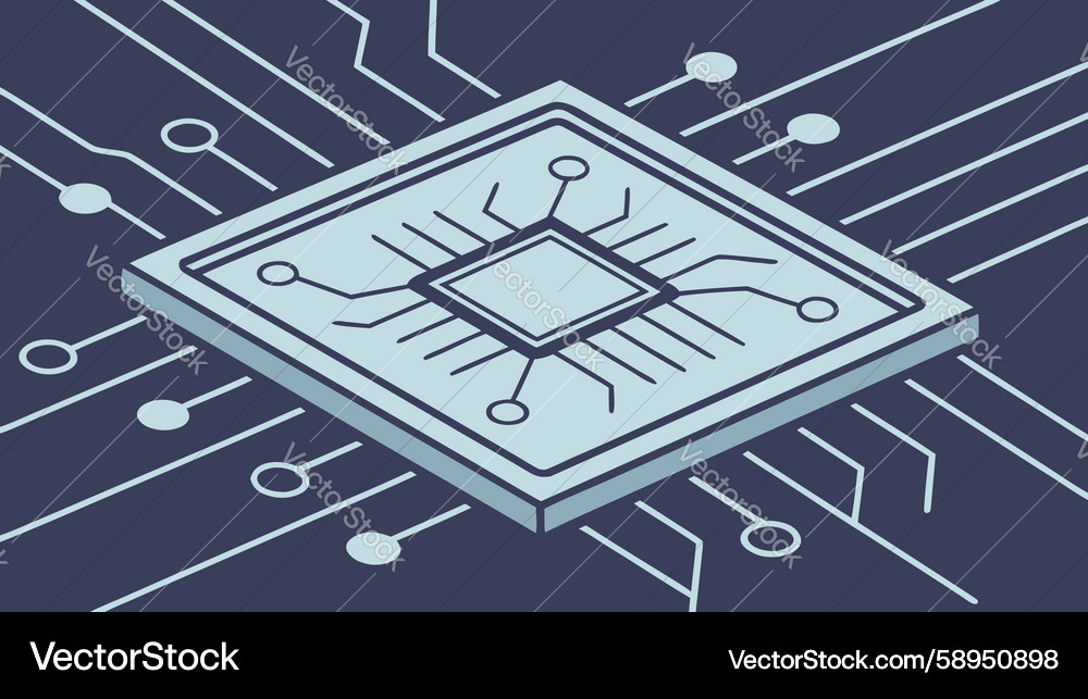 Isometric Microchip Processor Vector Image