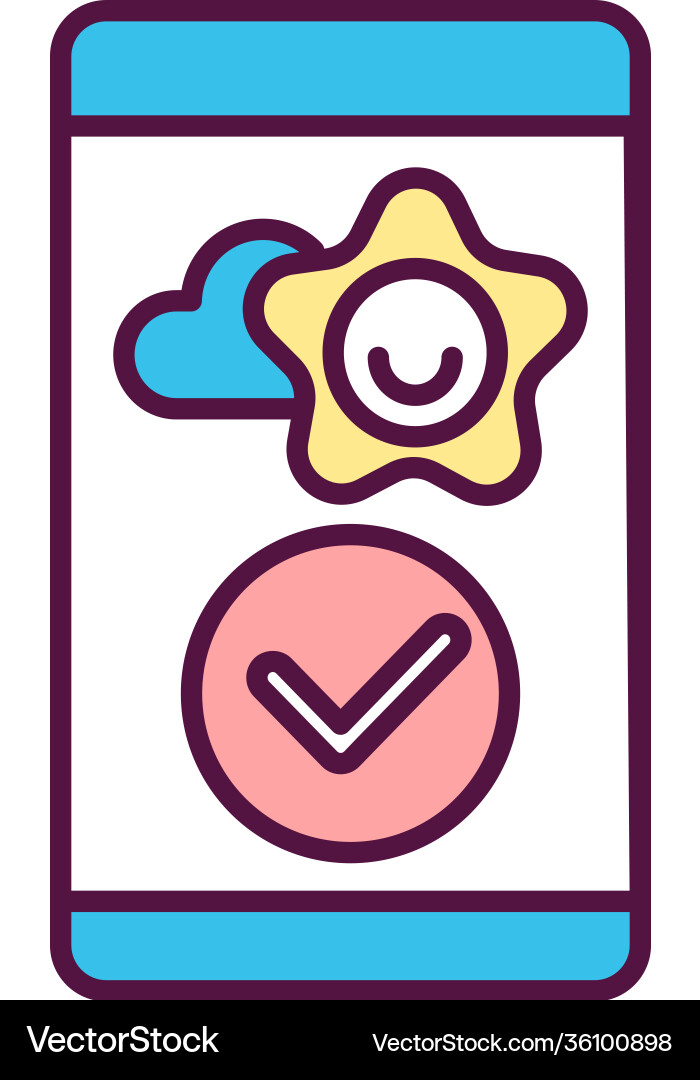 Mobile app satisfaction check rgb color icon Vector Image