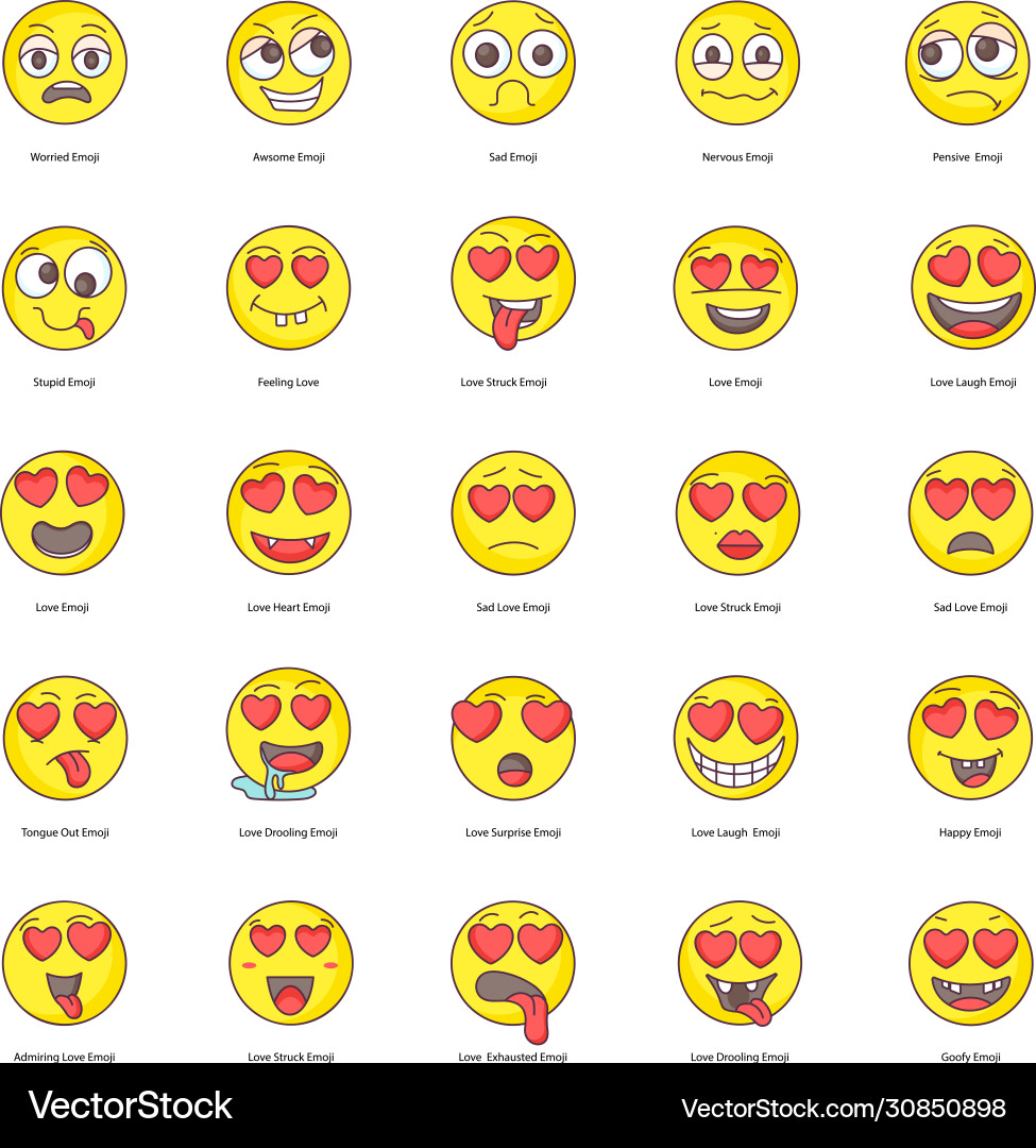 modern-text-face-emoticon-pack-royalty-free-vector-image