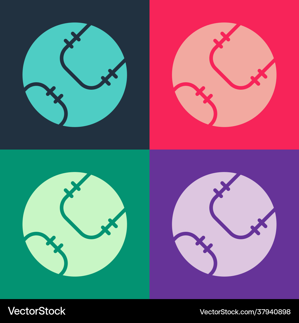 Pop art baseball ball icon isolated on color Pop art baseball ball icon isolated on color vector image