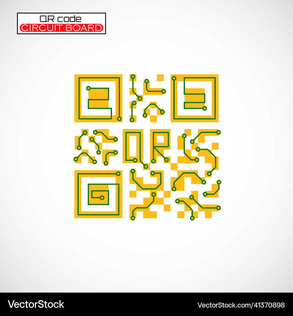 Qr code with circuit board logo technology vector image