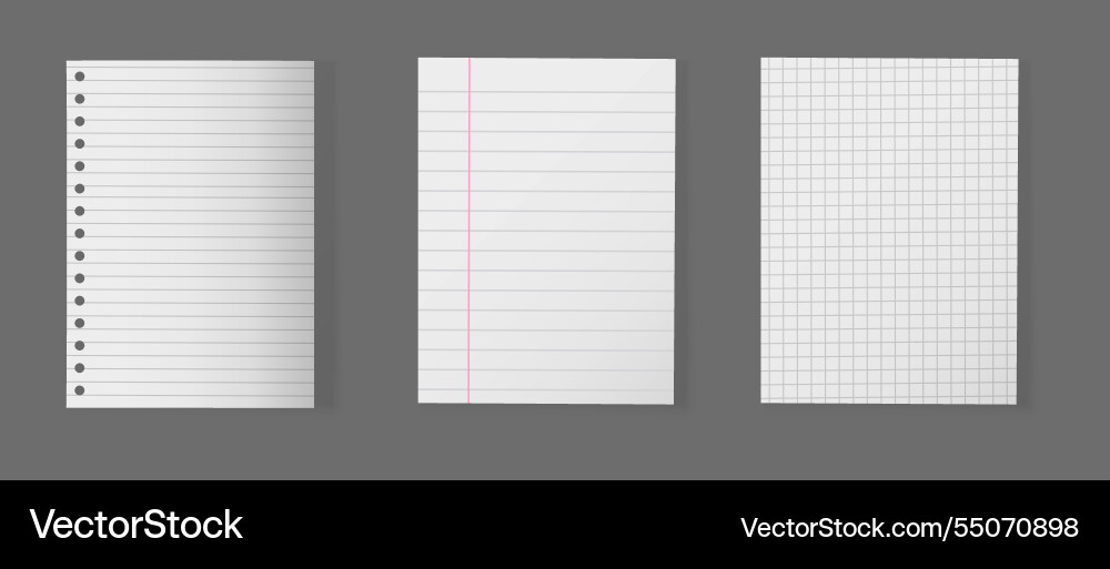 Realistic notebook line pages checkered grid Realistic notebook line pages checkered grid Vector Image