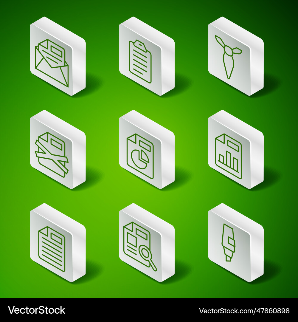 Set line marker pen document with graph chart Set line marker pen document with graph chart vector image