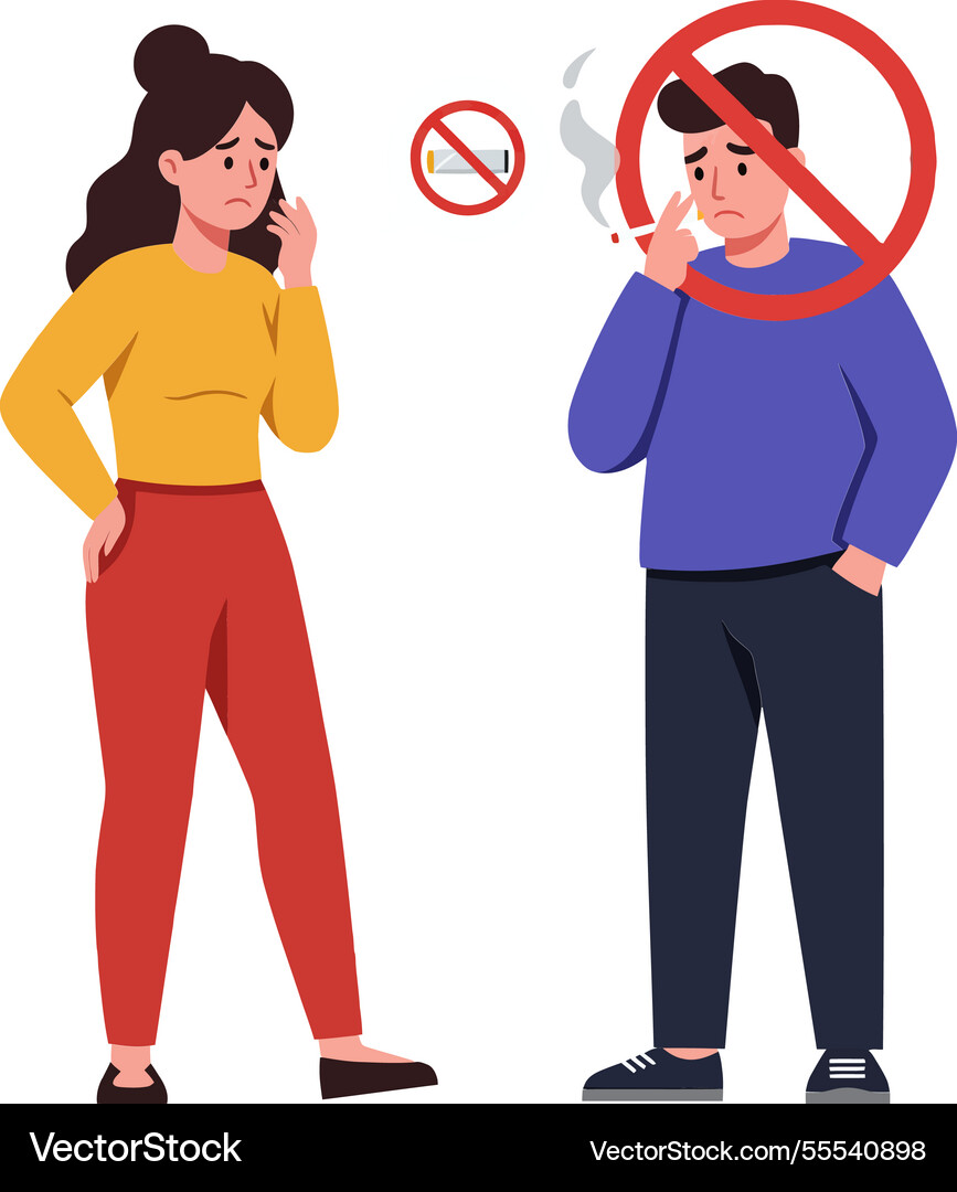 Two characters in a conversation about smoking Two characters in a conversation about smoking vector image