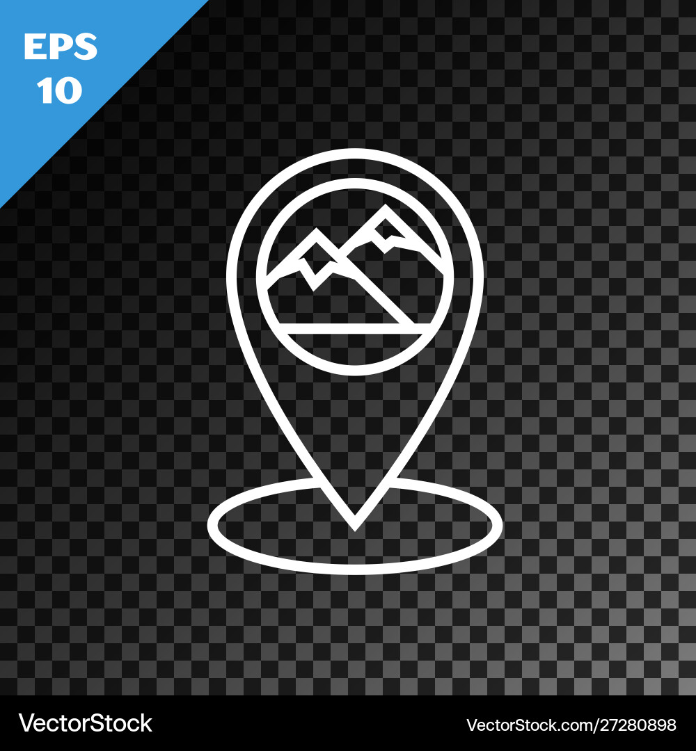 White line map pointer with mountain icon isolated White line map pointer with mountain icon isolated vector image
