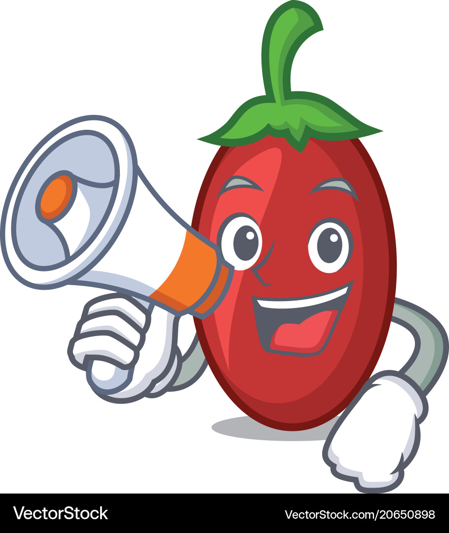 With megaphone goji berries character cartoon With megaphone goji berries character cartoon Vector Image