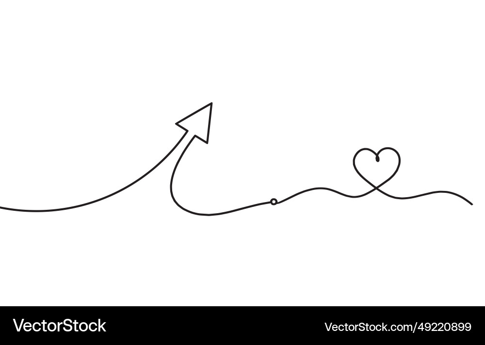 Abstract continuous lines arrows with heart Vector Image