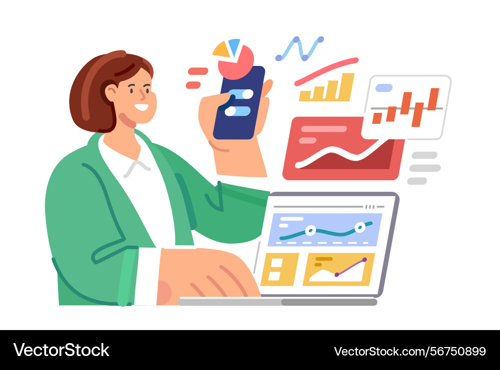 Analyzing data online analysis and statistics Analyzing data online analysis and statistics vector image
