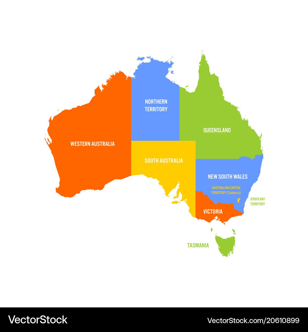 Australia States Map Royalty Free Vector Image