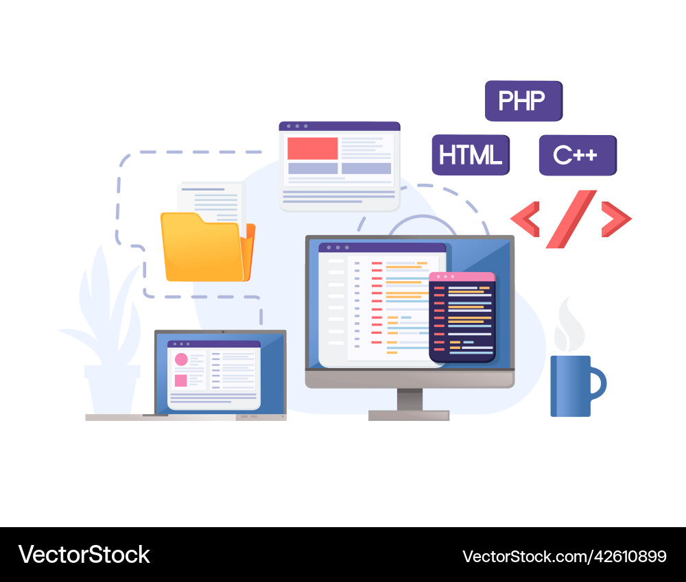 Concept for development using programming Concept for development using programming vector image