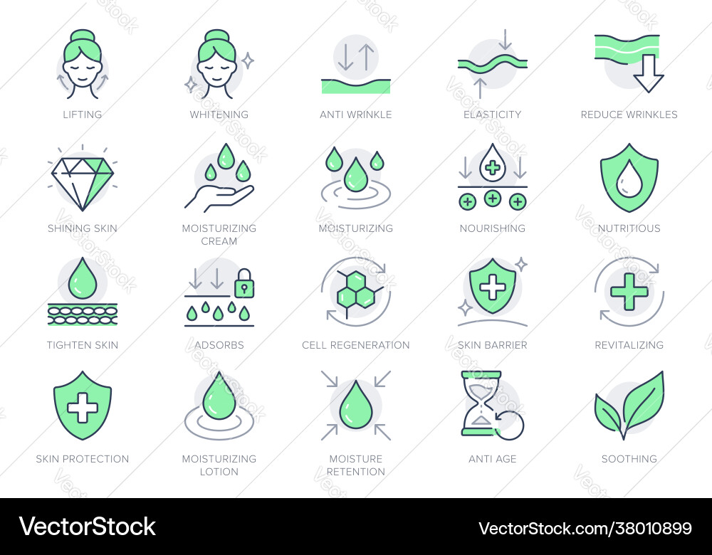 Cosmetic properties line icons vector image