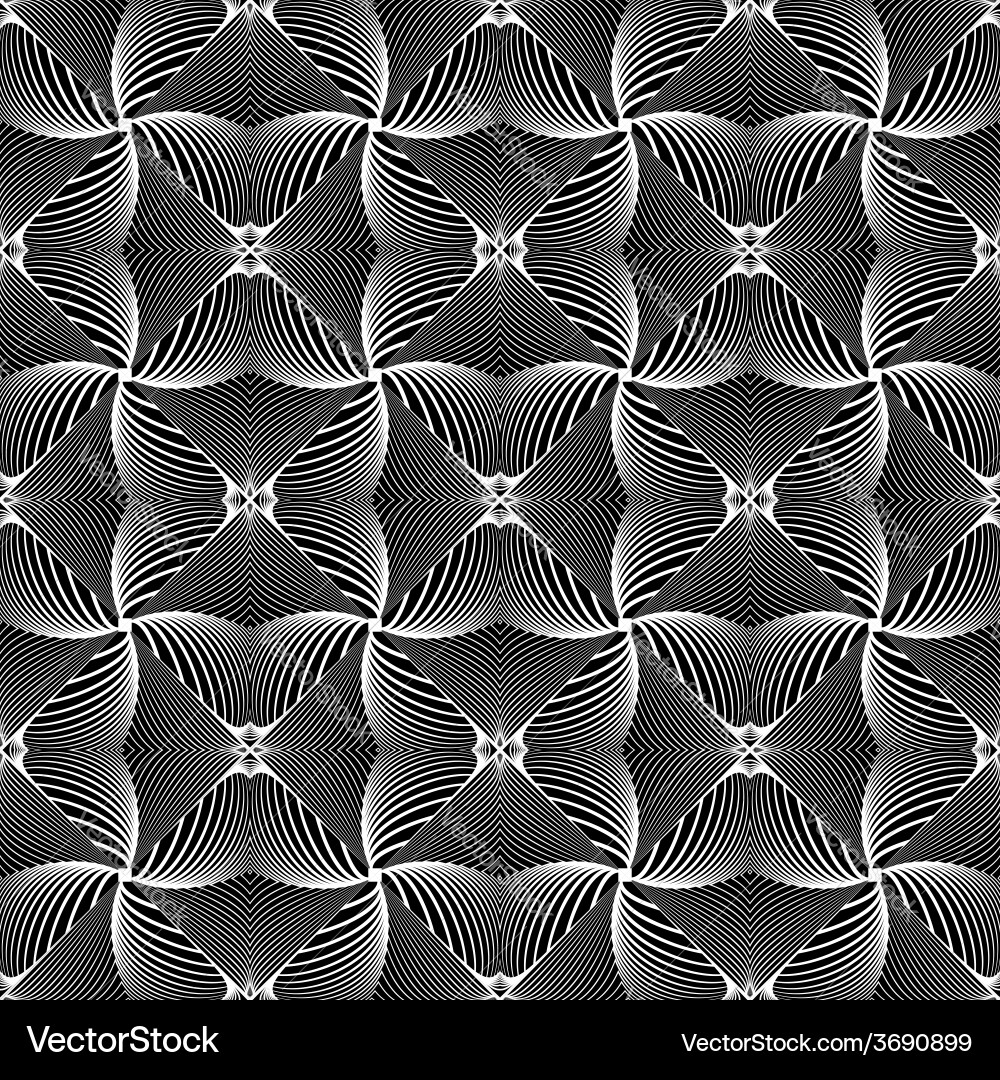 Design seamless monochrome warped grid pattern vector image