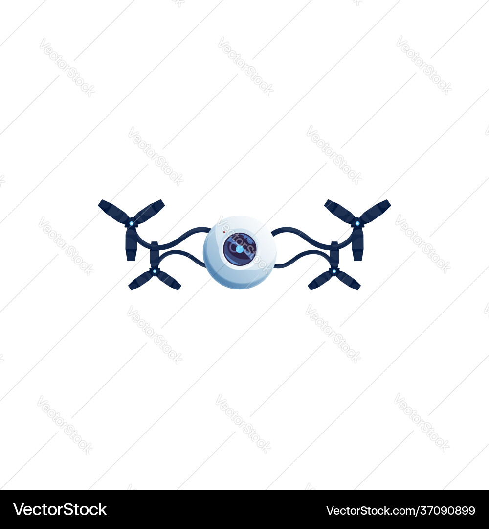 Drone robot with camera and propellers isolated vector image