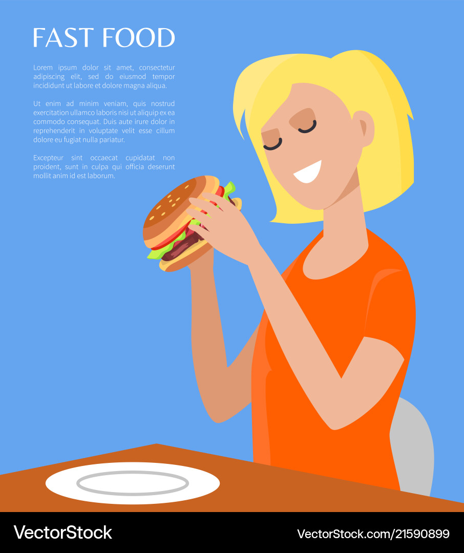 Fast Food Poster und Frau Fast Food Poster und Frau vektorbild