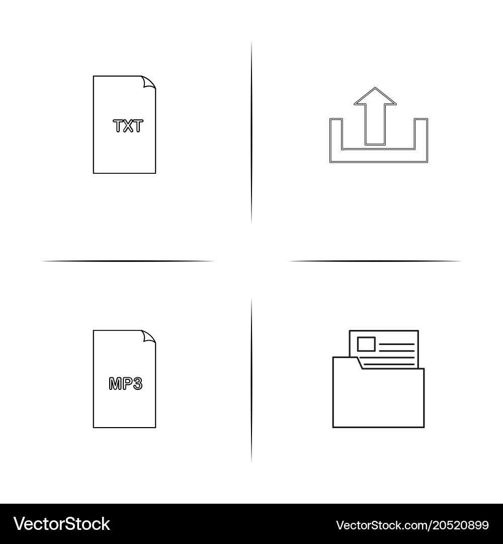 Files and folders sign simple linear icons set vector image
