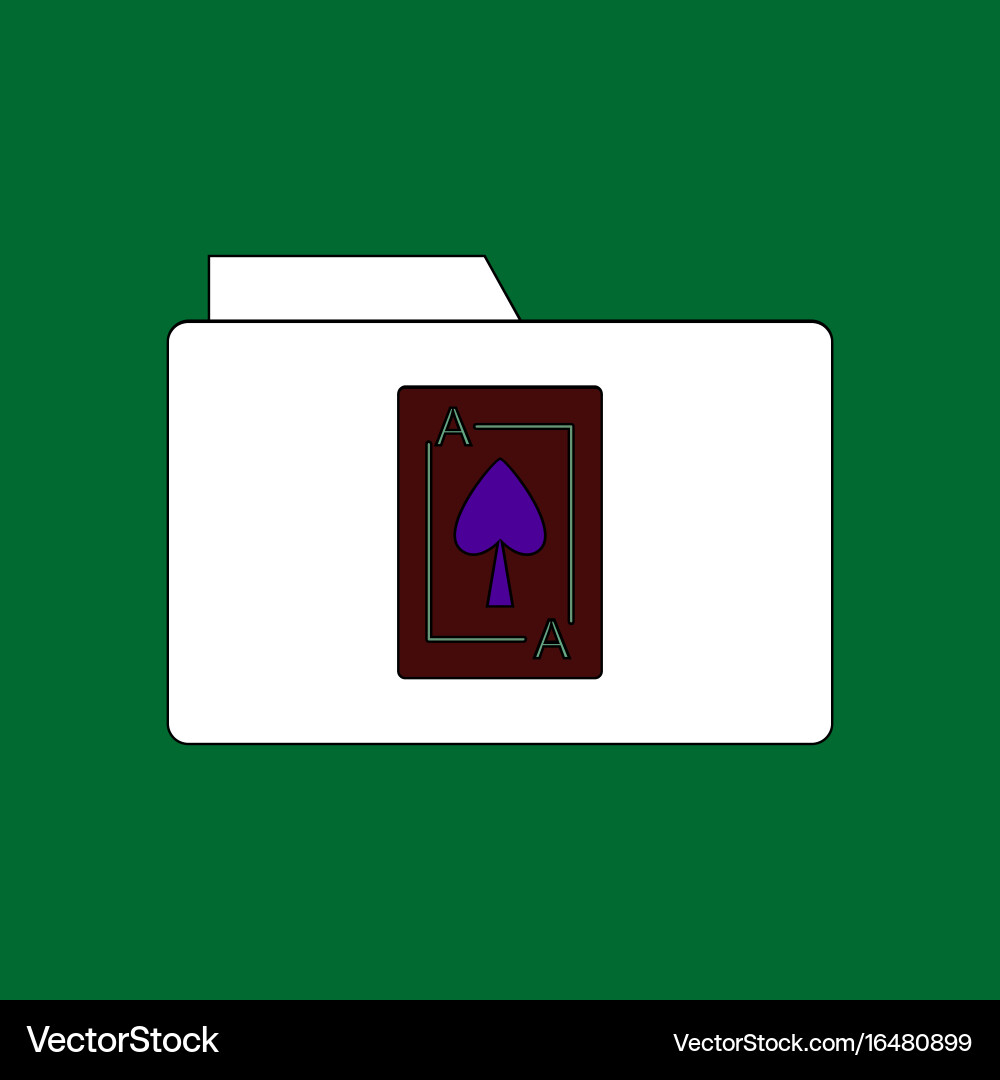 Flat icon design collection playing card on folder vector image