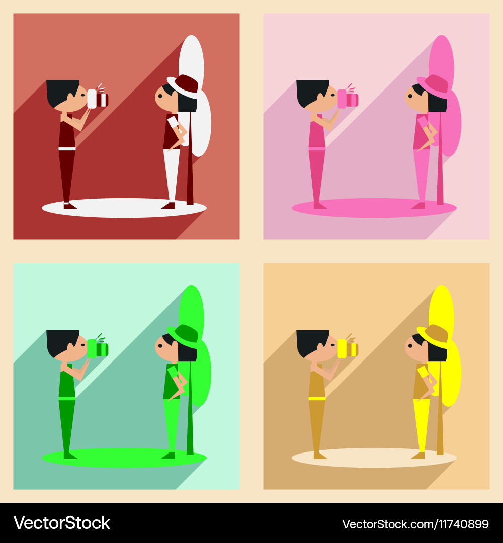 Flat with shadow concept and mobile application vector image