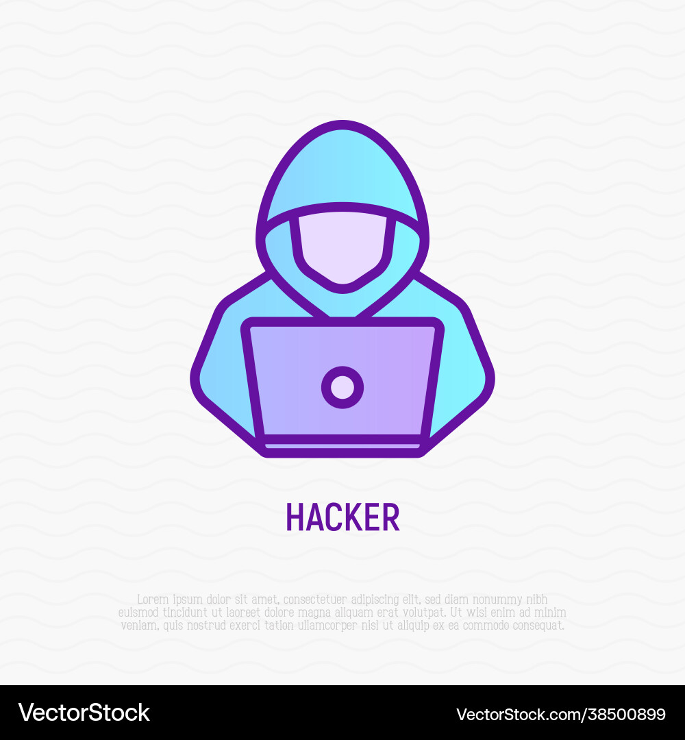 Hacker with Laptop - Security Icon vector image