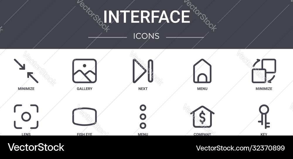 Interface concept line icons set contains Interface concept line icons set contains vector image