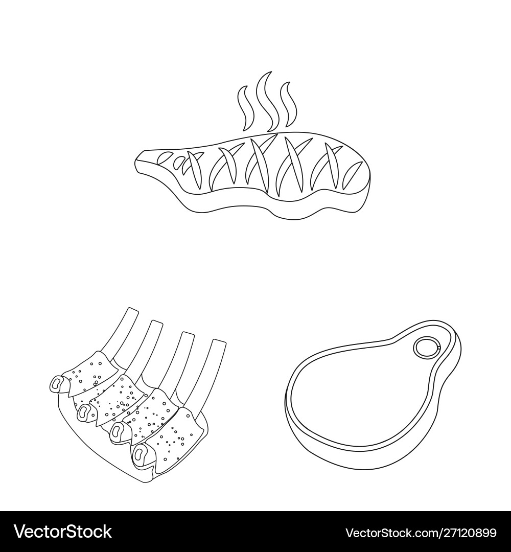 Isolated object meat and ham symbol set Vector Image