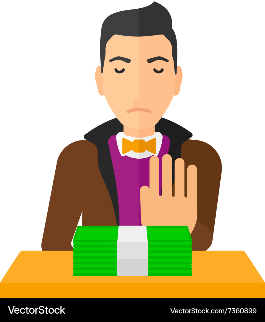 Man refusing bribe Vector Image