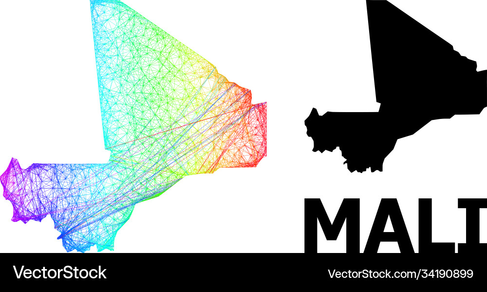 Network map mali with spectrum gradient Network map mali with spectrum gradient vector image