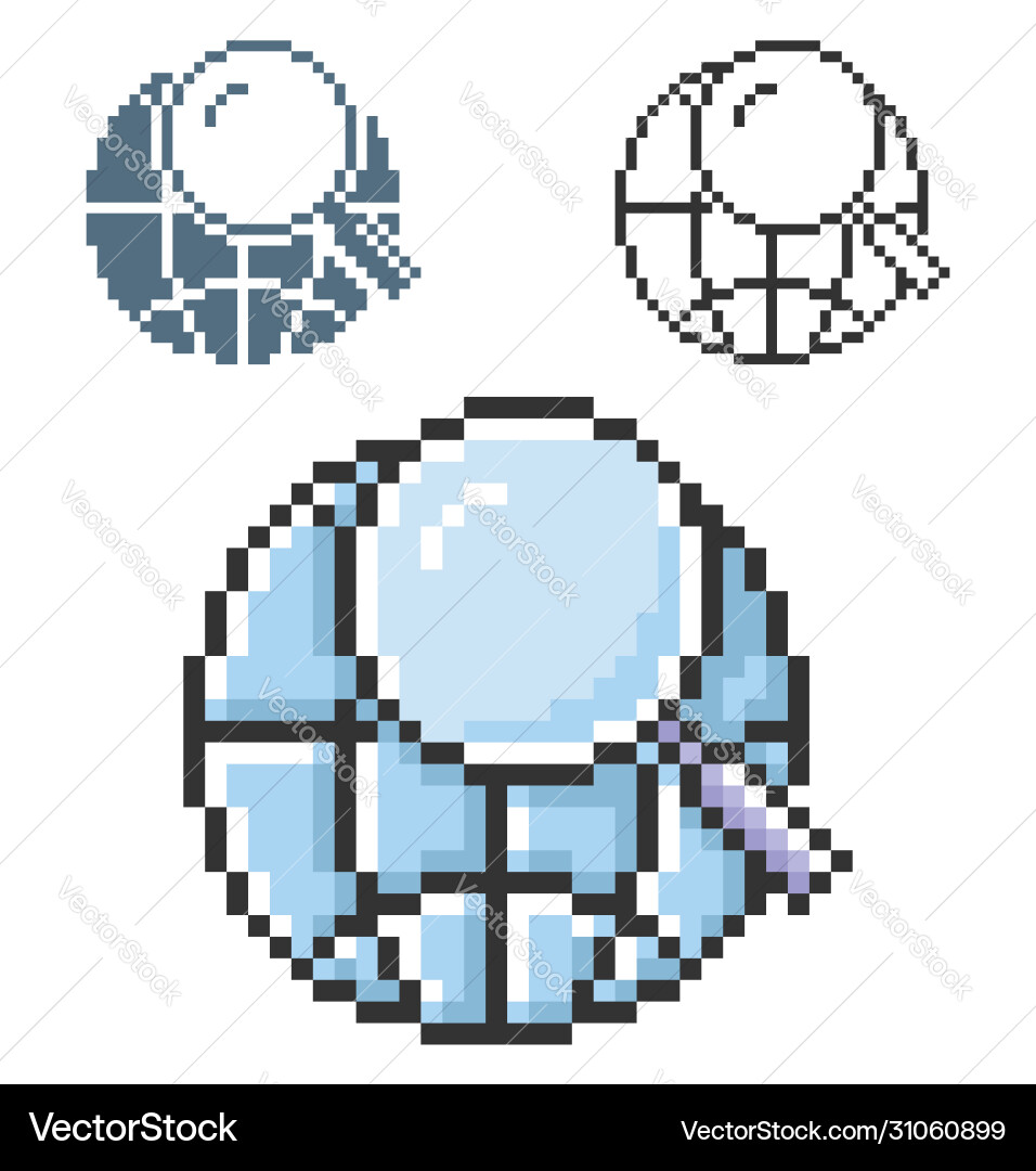 Pixel icon global search in three variants Vector Image